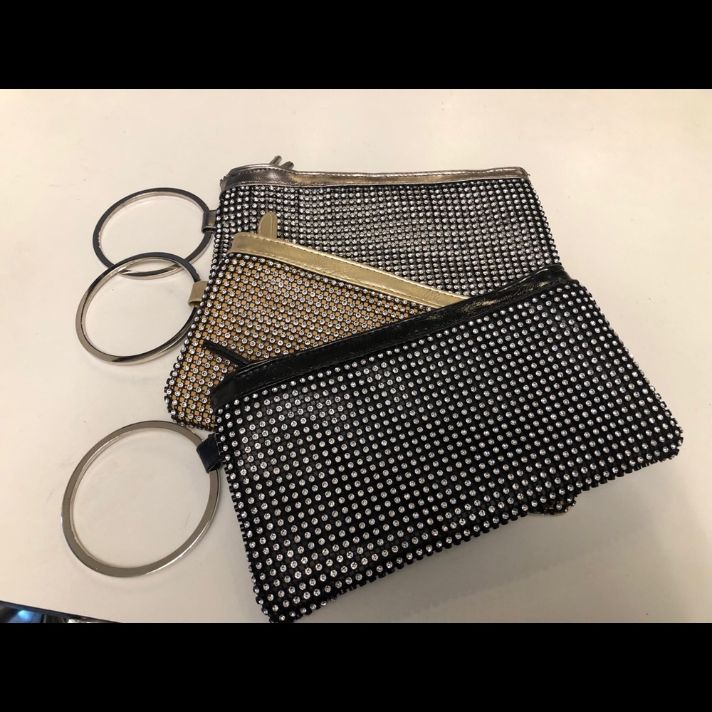 All 3 - Gold Black Pewter rhinestone wristlets
